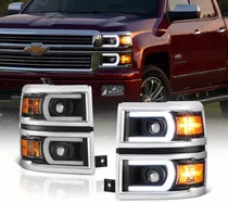 Par Faros Led / Lupa Chevrolet Cheyenne Silverado 2014 2015