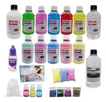 Mega Kit Slime 12 Colas Com Gliter Estrelinhas + Brinde