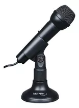 Microfono Para Pc Con Base Netmak Nm Mc2 Boton De On/off Color Negro