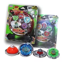 Kit 4 Beyblade Peão Tornado Metal Led Arena Azul Ou Vermelho