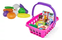 Cestinha Supermercado Brinquedo Cozinha Infantil + Legumes