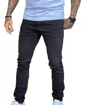 Calça Sarja Preta Masculina Slim Fit C/ Lycra Skinny 