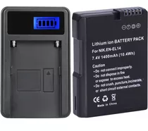 1bateria Para Nikon En-el14 1400mah + Cargador Usb Display 