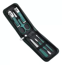 Set De Manicure 6 Piezas Color Verde Con Estuche Pu