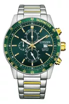 Reloj Citizen An368955x Para Hombre Cronógrafo Taquímetro Color De La Malla Dos Tonos Color Del Bisel Verde Color Del Fondo Verde