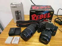  Canon Eos Rebel T3i + 18-55 + 70-300 + Sdxc 128gb + 2 Bat