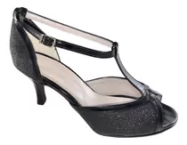 Zapato De Baile Tango Salsa Fiesta Charol Y Lame Flex 6,5 Cm