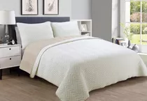 Cubrecama Quilt Liso Reversible Queen Size Con 2 Fundones