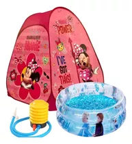 Barraca Frozen Dobrável Menina Casinha Piscina Rosa 80 Litro