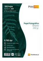 Papel Fotográfico, 230gr Brillante A4x100hj ,printhome