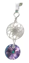 Colgante Cristal De Swarovski Lila Con Mandala De Plata Fina