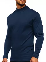 Sueter Basico Cuello Alto Falso Para Hombre Manga Larga Liso