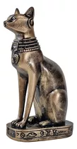 Estátua Bastet Deus Sol Fertilidade Gato Dourado Ou Chumbo