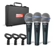 3 Microfones Profissionais Mxt Btm58a + Cabo 5m + Cachimbo