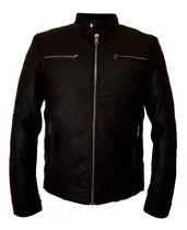 Campera Hombre Eco Cuero Slim  Entallada Motoquera Rockstar