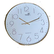 Reloj Pared Plastico Siklos Gb8165 40 Cm Vidrio Silencioso Color De La Estructura Dorado Color Del Fondo Blanco