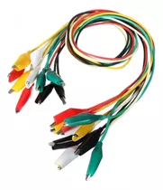 Kit Cables 10 Und. Colores Conector Pinza Caimán 50cm.