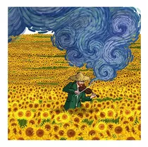 Fotografía/ Litografía Van Gogh Campo De Girasol 30x30cm