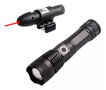 Linterna Tactica P50 Luz Blanca Zoom Caza + Laser Mira Roja