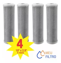 Kit 4 Refil P/ Filtro De Agua Carbon Block 9 3/4 - 5 Micras