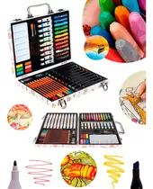 Set Colores Crayones Plumones Acuarela Kit Estuche Niños Art