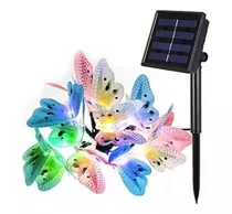 Mariposa Solar Cadena Luces 12 Led De Fibra Optica Navideña