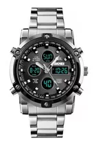 Skmei - Reloj Análogo-digital 1389sibk Para Hombre Color De La Correa Plata Color Del Bisel Negro Color Del Fondo Negro