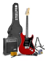 Paquete Guitarra Electrica Jethro Series By  steelpro Roja Color Rojo Material Del Diapasón Maple Orientación De La Mano Diestro