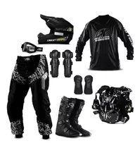 Kit Conjunto Equipamento Roupa Piloto Black Motocross Trilha
