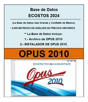 Base De Datos Ecostos 2024 + Opus 2010