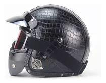 Casco 3/4 Piel Cafe Racer, Clásico Retro, Sé Un Tipo Duro