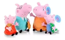 Kit 4 Bonecos Família Peppa Pig Completa Pelúcia Musical  