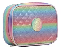 Estojo Box Fashion Arco Iris Glitter Organizador Porta Lápis Cor Rosa-claro Liso
