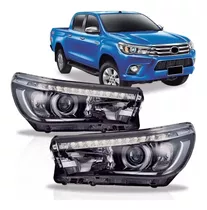 Juego Opticas P/ Hilux 2016 2017 2018 2019 Negras Con Led