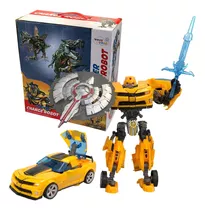 Boneco Super Change Robot Transformers Com Espada E Escudo