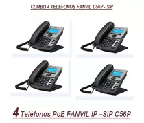 Combo 4 Telefonos Ip Fanvil C56p Poe - 2 Cuentas Sip