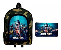 Combo Mochila Reforzada + Cartuchera Free Fire Videojuego