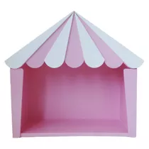 Mini Tenda Circo Rosa Bebê Branco Festa Decorativo Mdf