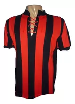 Camiseta Estilo Retro Pique Milan De Italia  Acordonada
