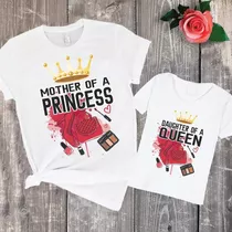 Combo Remera Madre E Hija Combinada Reina Princesa Dama Nena