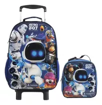 Kit Mochila Escolar Robô Astro Bot Playstation Rodinha Tam G