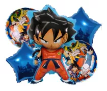 Set Globo Metalizado Dragonball Z Goku Esférico Estrella 5pz