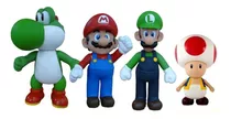 Super Mario, Luigi, Yoshi E Toad - Kit 4 Bonecos Grandes