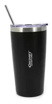 Vaso Discovery Térmico Acero Inox Con Tapa + Sorbete Metal Color Negro