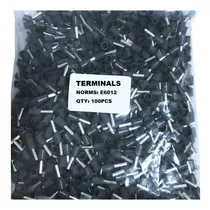 100pcs Terminal Pin Tubular Cable Calibre 10awg E6012 Negro