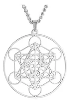 Collar Dije Cubo Metatron Arcángel Sello Geometría Sagrada