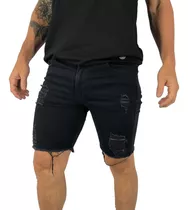 Bermuda Jeans Zummo Milan Con Roturas Slim Hombre Nueva