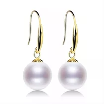 Hermosos  Aros De Perlas Redondas Cultivadas Oro 18k 8-9 Mm