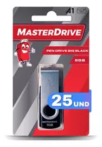 Kit 25 Pendrive 8gb Atacado Big Black Masterdrive Original