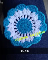 Escarapela Artesanal Tejida Crochet Mandala 10cm Apoya Vasos